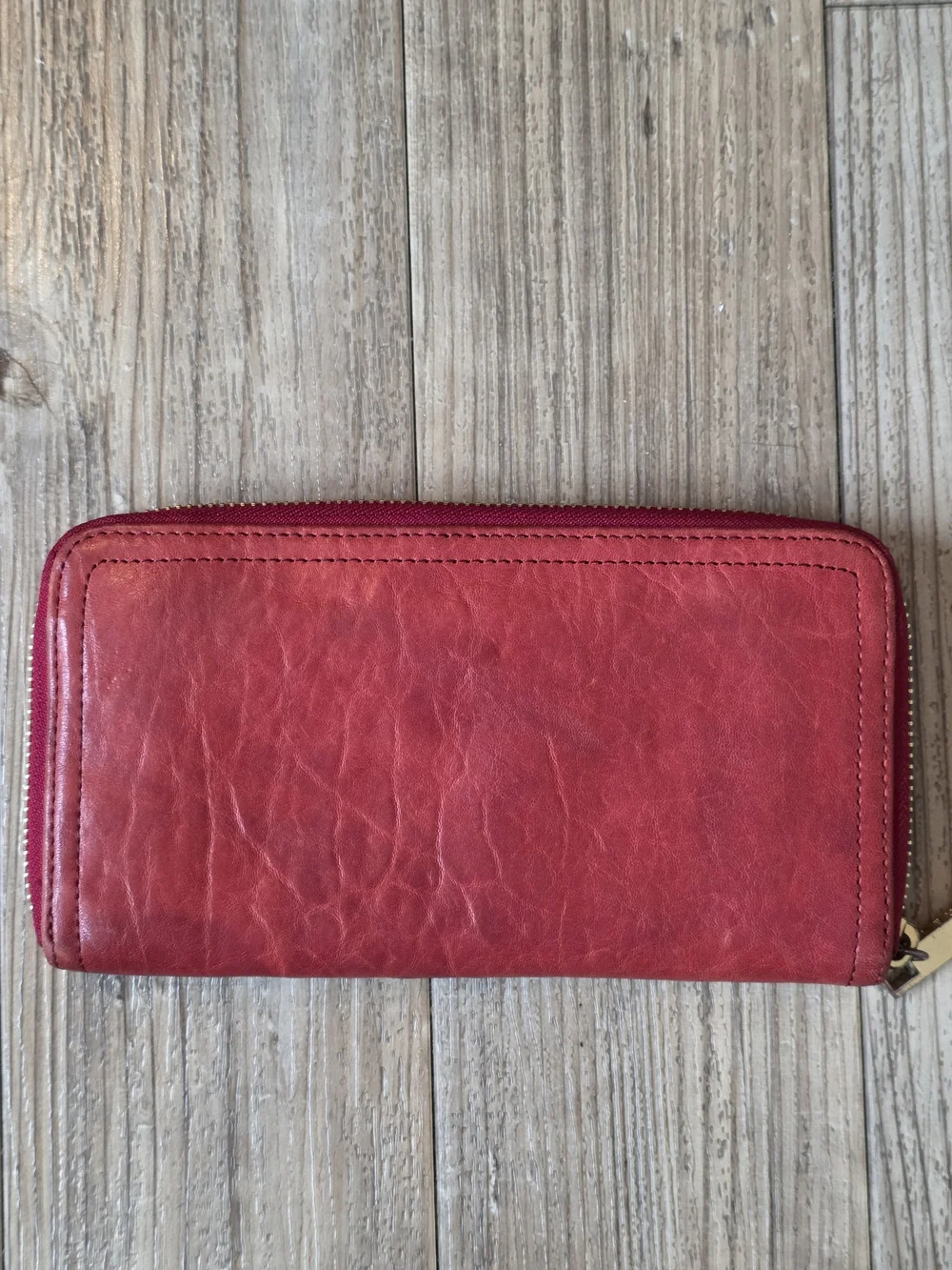 Tory Burch Red Zip-Around Leather Wallet
